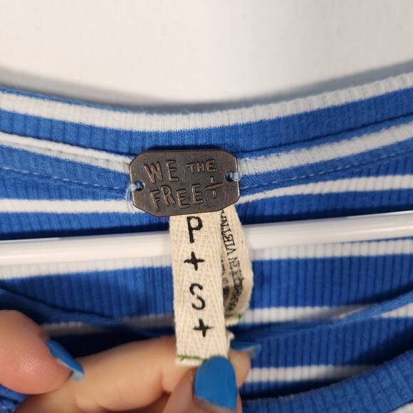 Free People We The Free‎ Striped Relaxed Top S Nautical Beach Coastal Boho - Picture 3 of 8